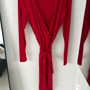 Elegant Red Wrap Dress